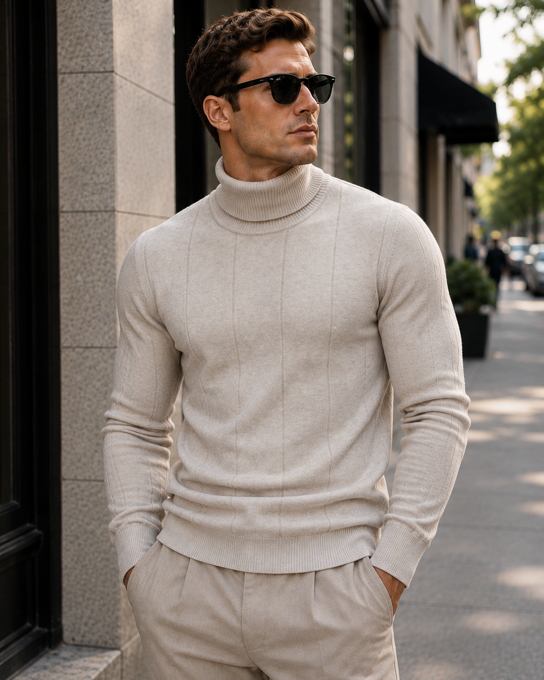 Men's Ribbed Slim Fit Turtleneck Sweater