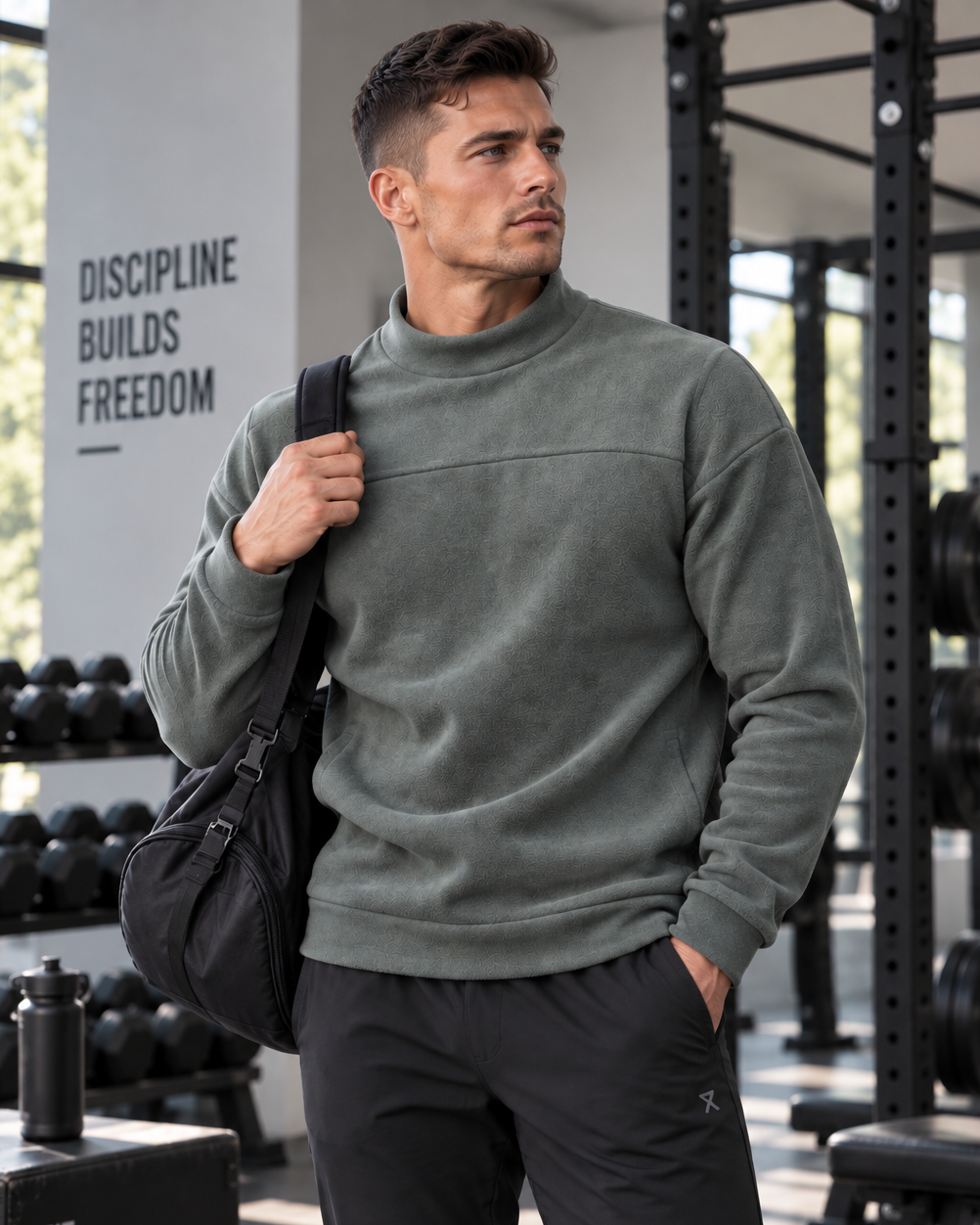 Men’s Mock Neck Fleece Sweatshirt-thumbmail-1