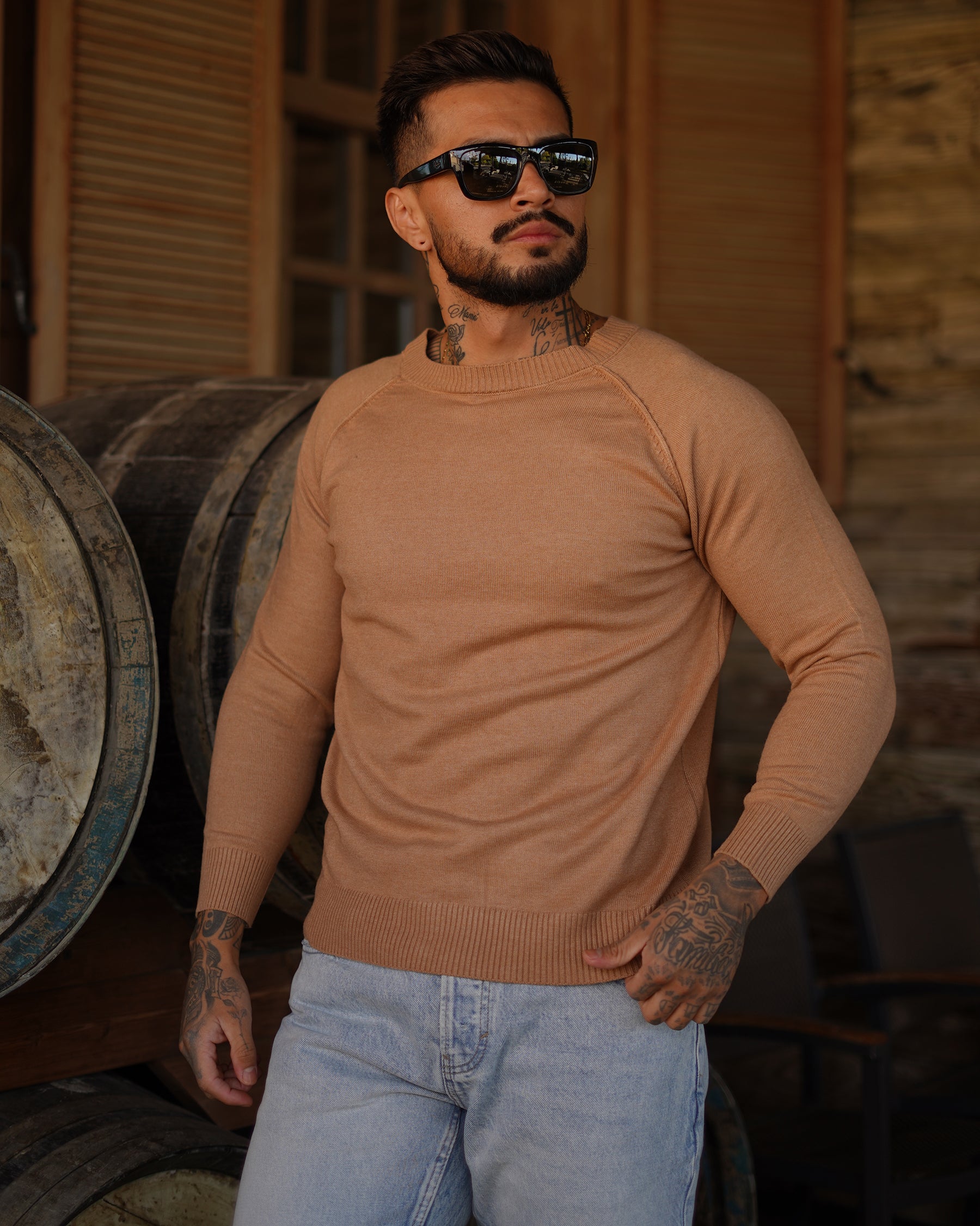 Crewneck Raglan Pullover Sweater - Ahaselected