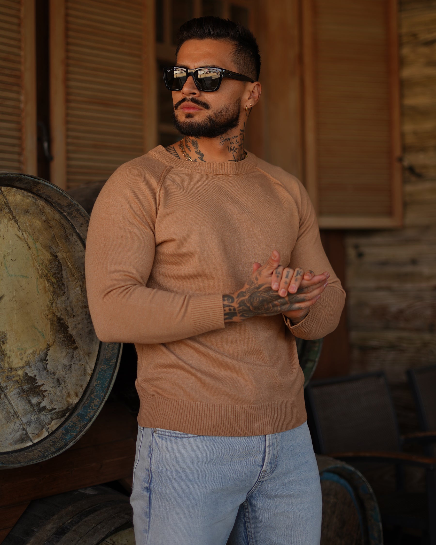 Crewneck Raglan Pullover Sweater - Ahaselected
