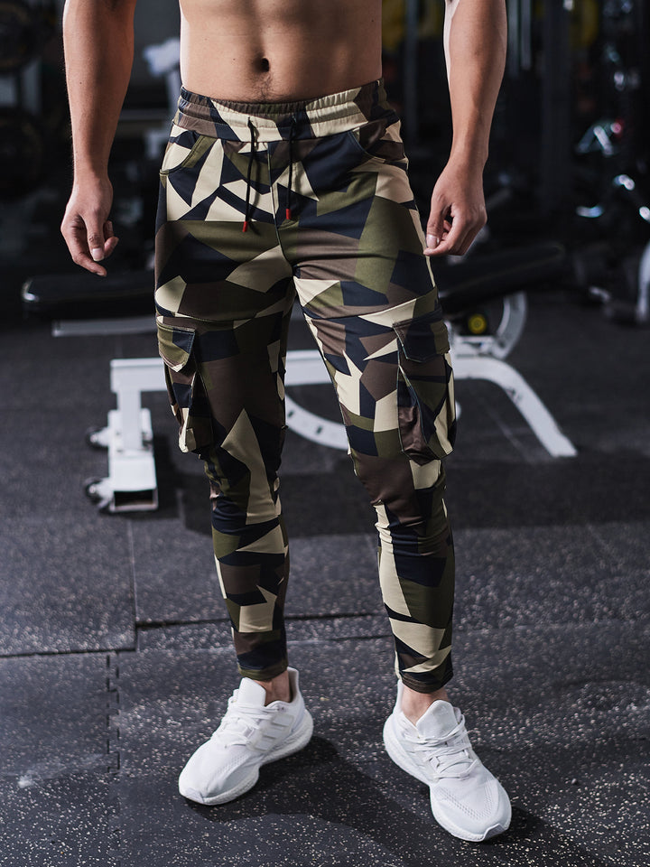 M's Check Print Cargo Jogger Pants