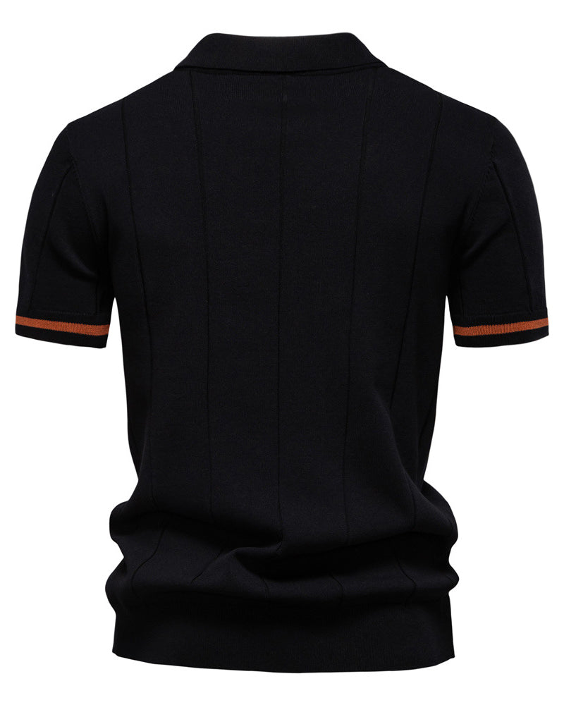 Striped Everyday Polo Knit Shirt - Ahaselected