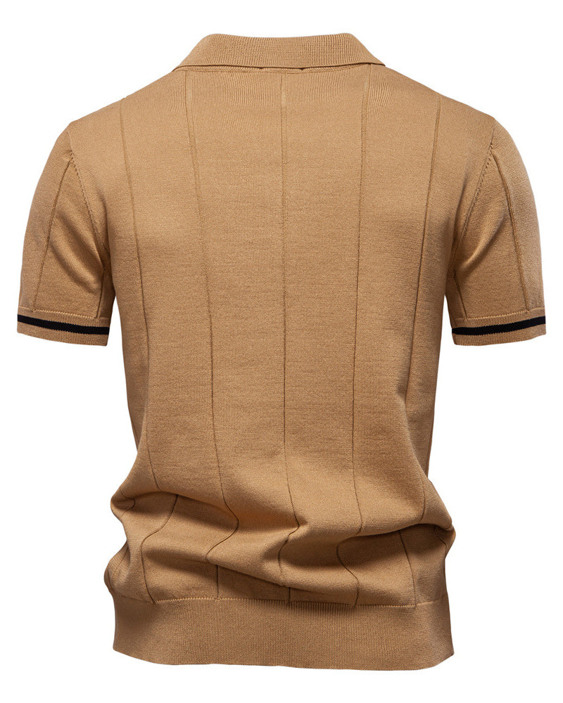 Striped Everyday Polo Knit Shirt - Ahaselected
