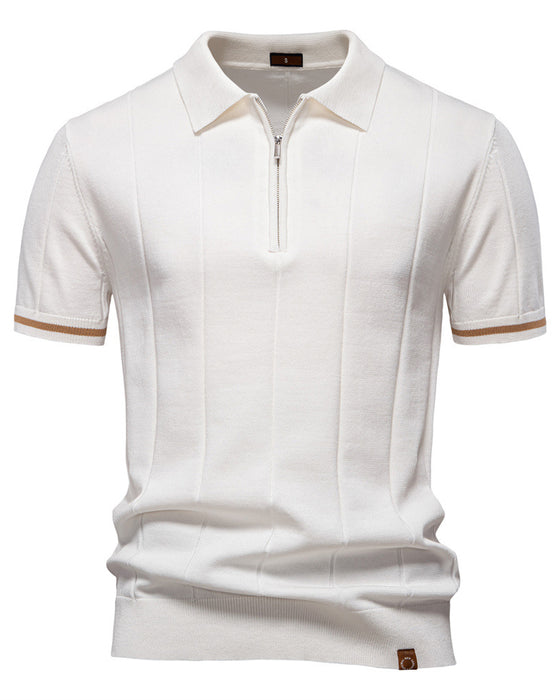 Striped Everyday Polo Knit Shirt - Ahaselected