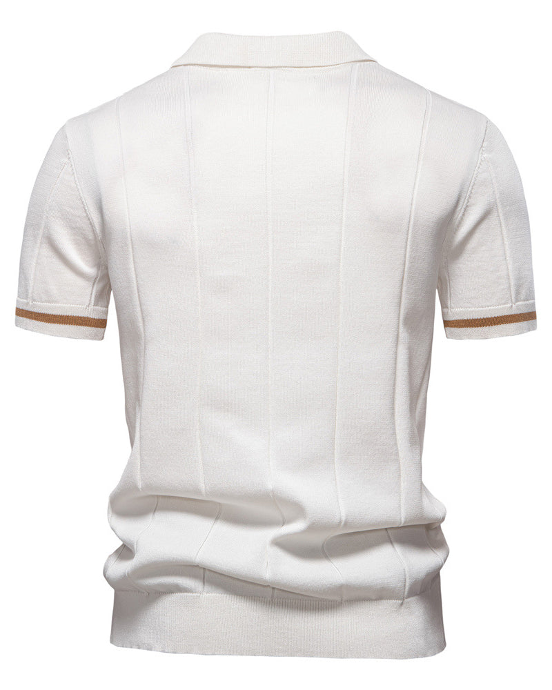 Striped Everyday Polo Knit Shirt - Ahaselected