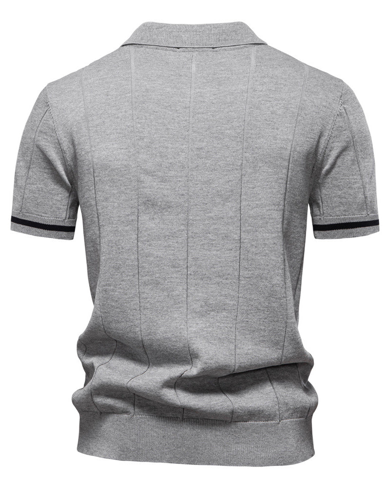Striped Everyday Polo Knit Shirt - Ahaselected