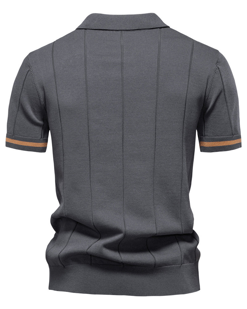 Striped Everyday Polo Knit Shirt - Ahaselected