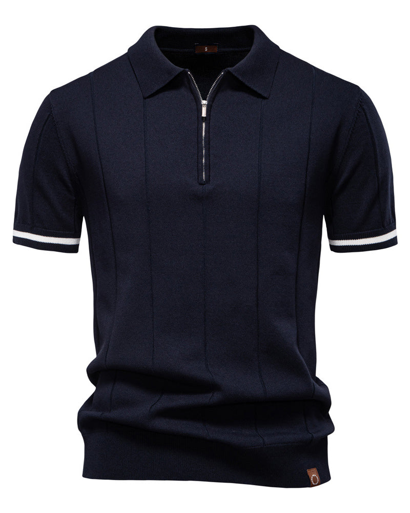 Striped Everyday Polo Knit Shirt - Ahaselected