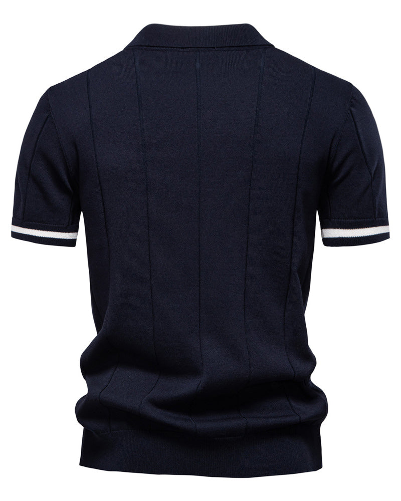 Striped Everyday Polo Knit Shirt - Ahaselected