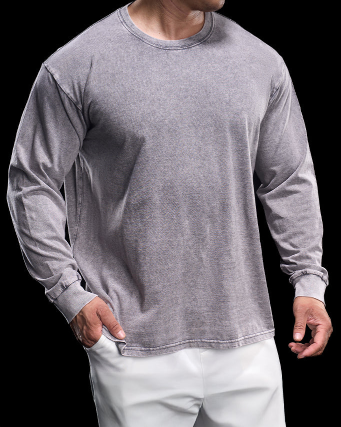 Heritage Washed Crew Long Sleeve Shirt - Ahaselected