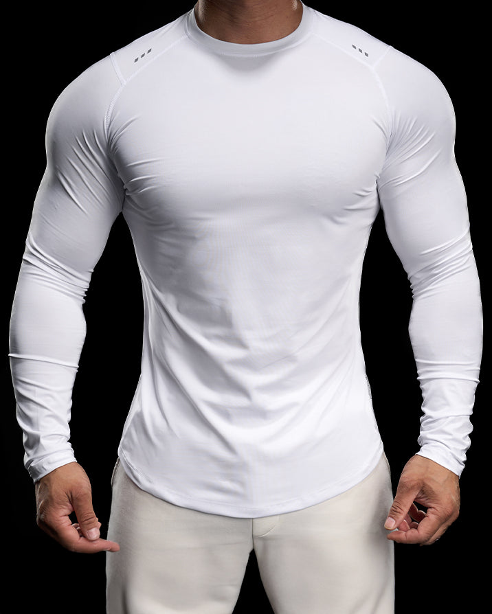 Reflective Performance Long Sleeve Tee Crew Neck Quick Dry - Ahaselected