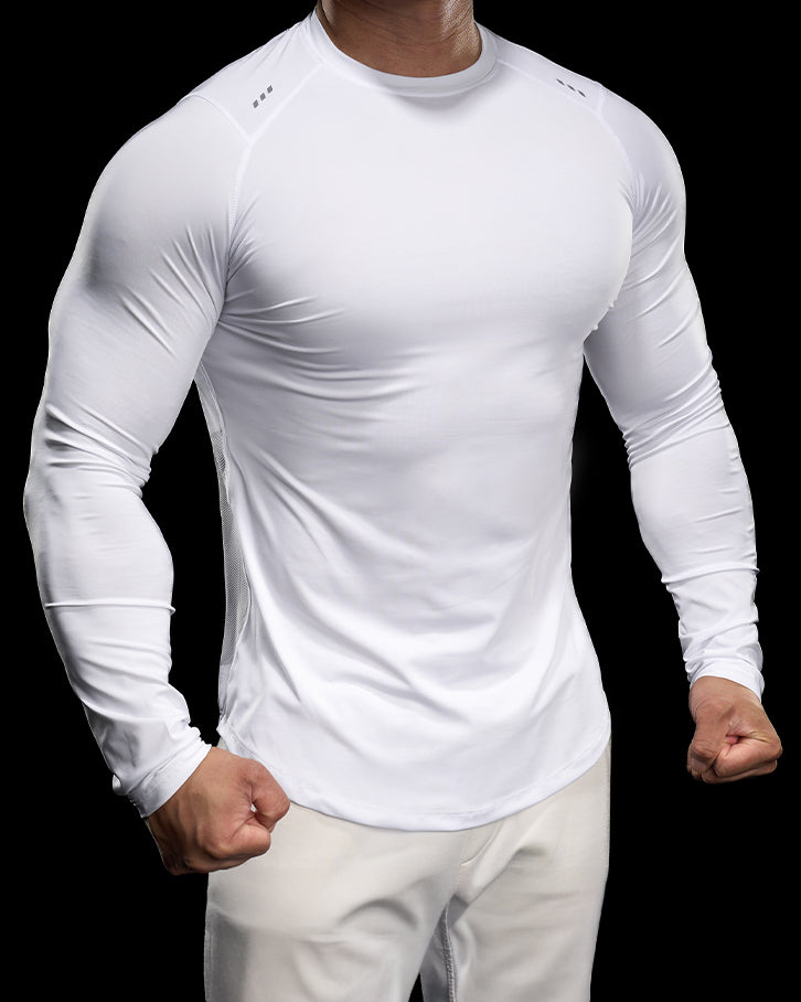 Reflective Performance Long Sleeve Tee Crew Neck Quick Dry - Ahaselected