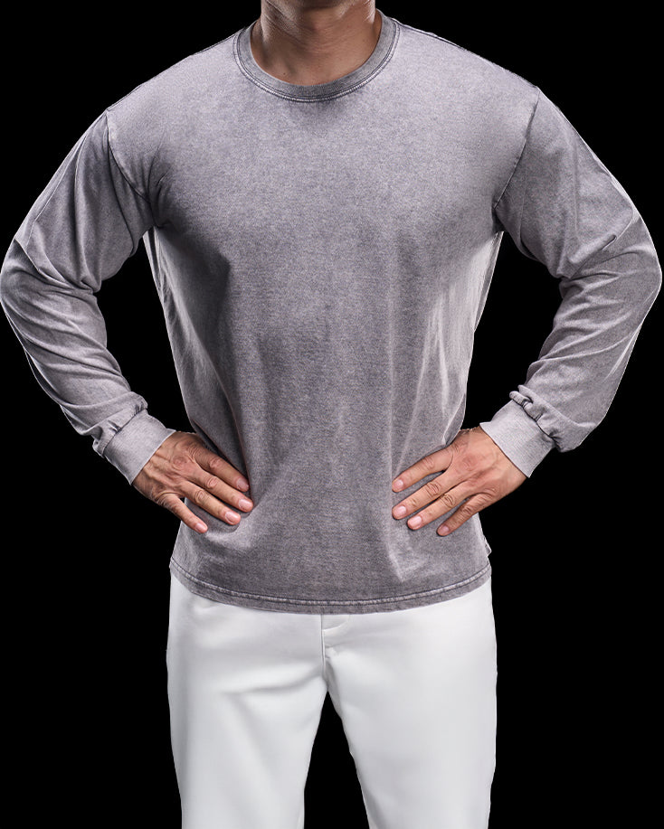 Heritage Washed Crew Long Sleeve Shirt - Ahaselected