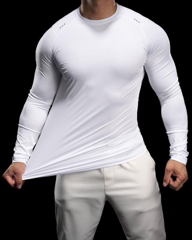 Reflective Performance Long Sleeve Tee Crew Neck Quick Dry - Ahaselected