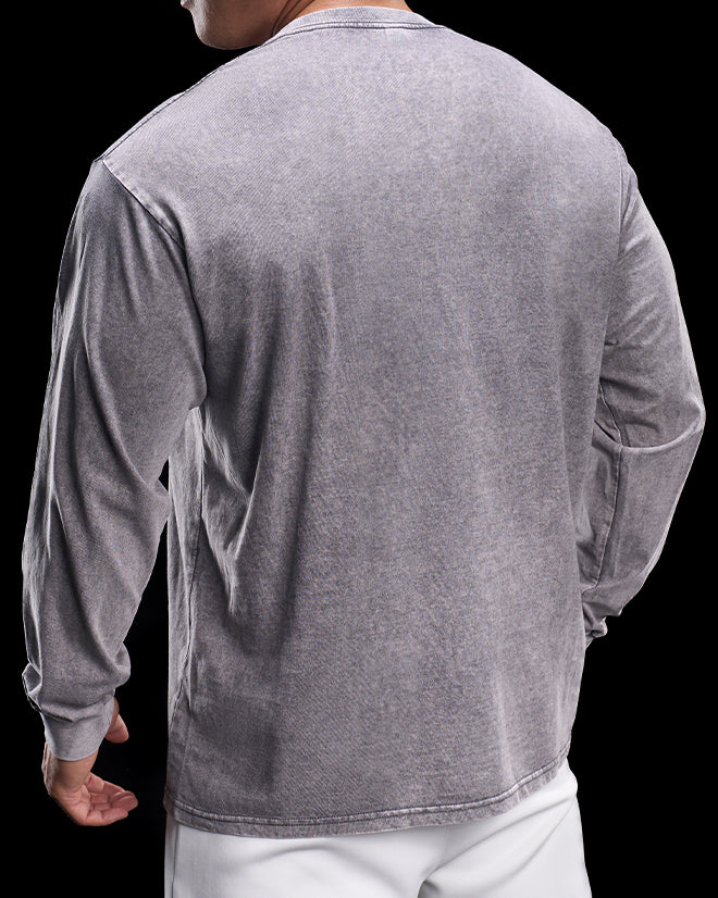 Heritage Washed Crew Long Sleeve Shirt - Ahaselected