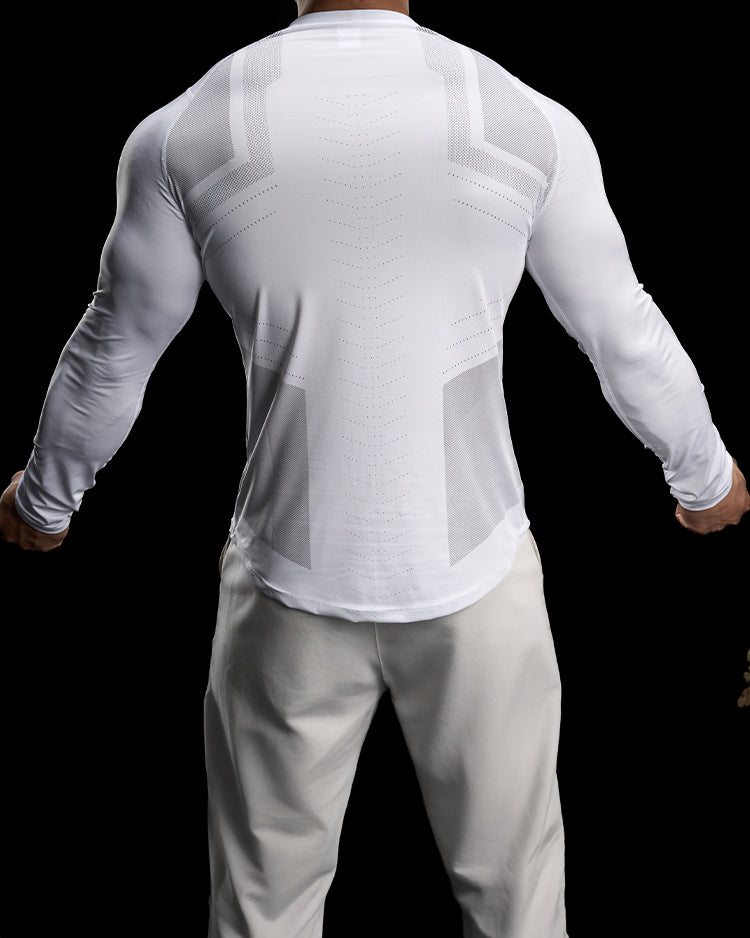 Reflective Performance Long Sleeve Tee Crew Neck Quick Dry - Ahaselected