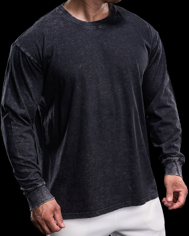 Heritage Washed Crew Long Sleeve Shirt - Ahaselected