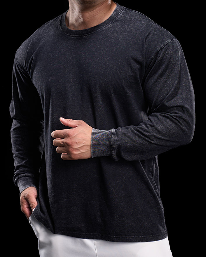 Heritage Washed Crew Long Sleeve Shirt - Ahaselected
