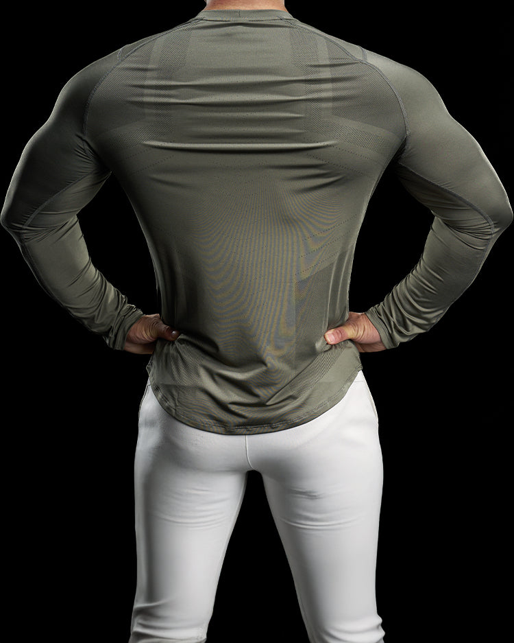 Reflective Performance Long Sleeve Tee Crew Neck Quick Dry - Ahaselected
