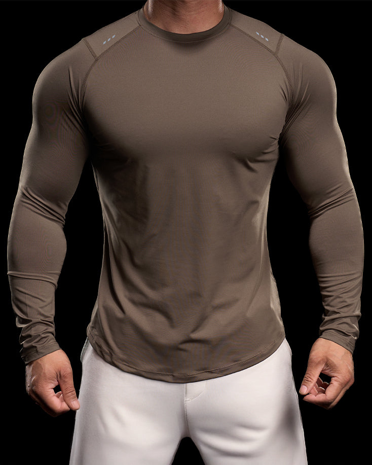 Reflective Performance Long Sleeve Tee Crew Neck Quick Dry - Ahaselected