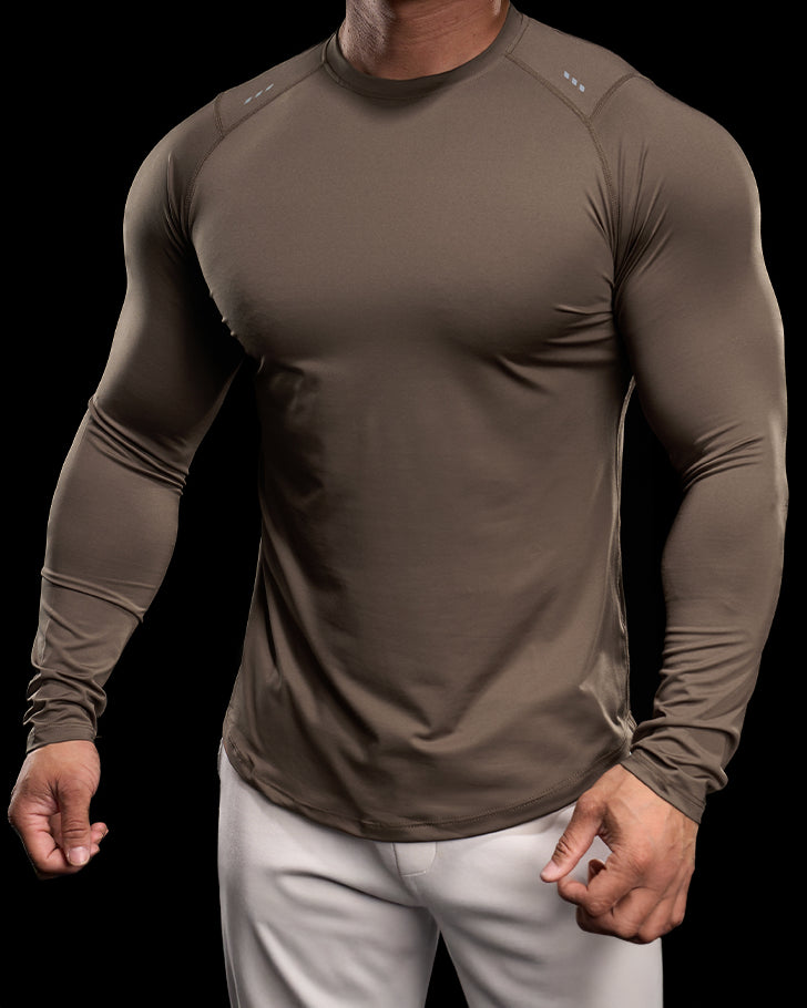 Reflective Performance Long Sleeve Tee Crew Neck Quick Dry - Ahaselected