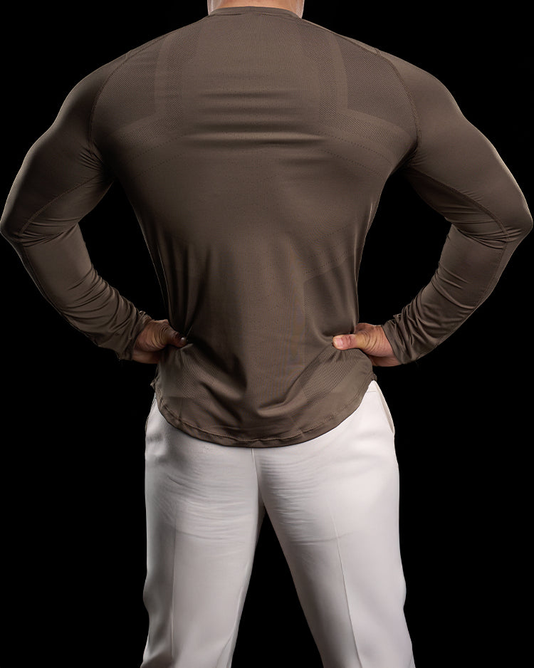 Reflective Performance Long Sleeve Tee Crew Neck Quick Dry - Ahaselected
