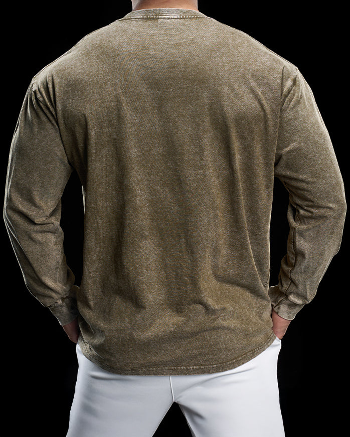 Heritage Washed Crew Long Sleeve Shirt - Ahaselected