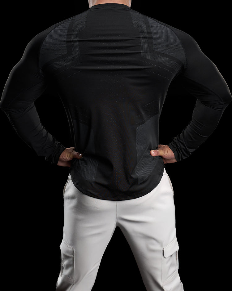 Reflective Performance Long Sleeve Tee Crew Neck Quick Dry - Ahaselected