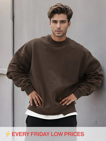 All Season Essential French Terry Patchwork Crew Sweatshirt