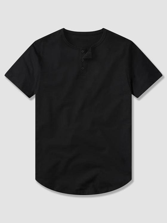 All Day Elite Henley Curve-Hem Stretch Short Sleeve - Ahaselected