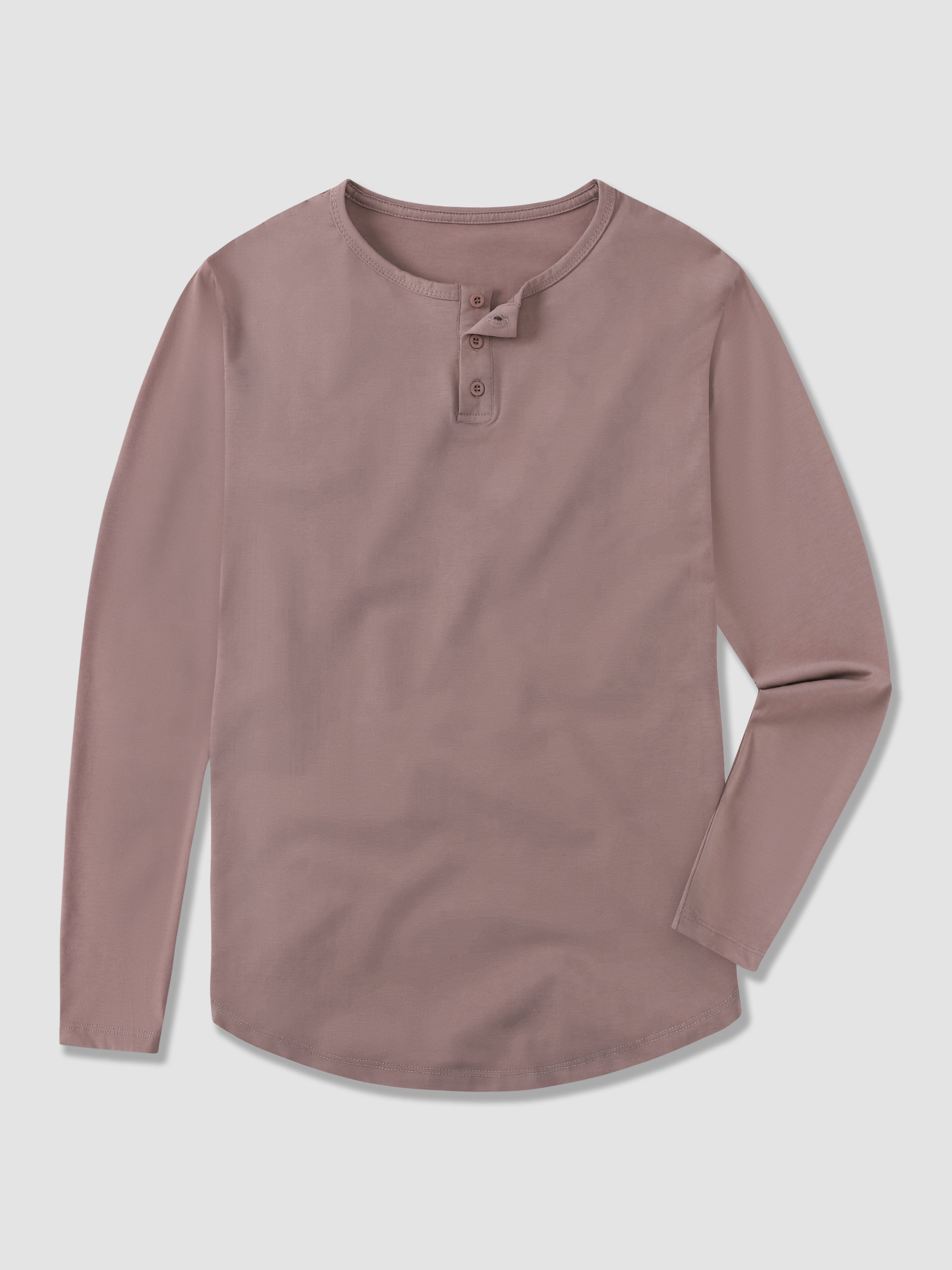 All Day Elite Henley Curve-Hem Long Sleeve - Ahaselected