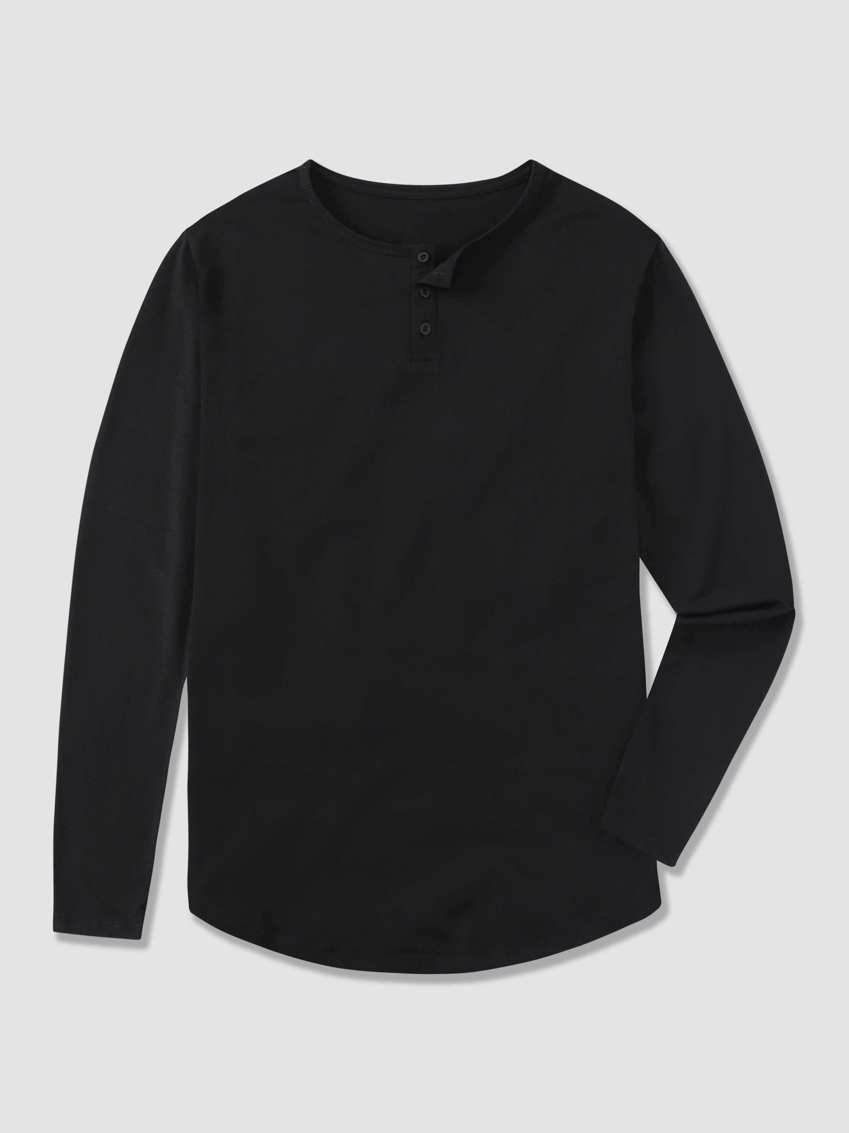 All Day Elite Henley Curve-Hem Long Sleeve - Ahaselected