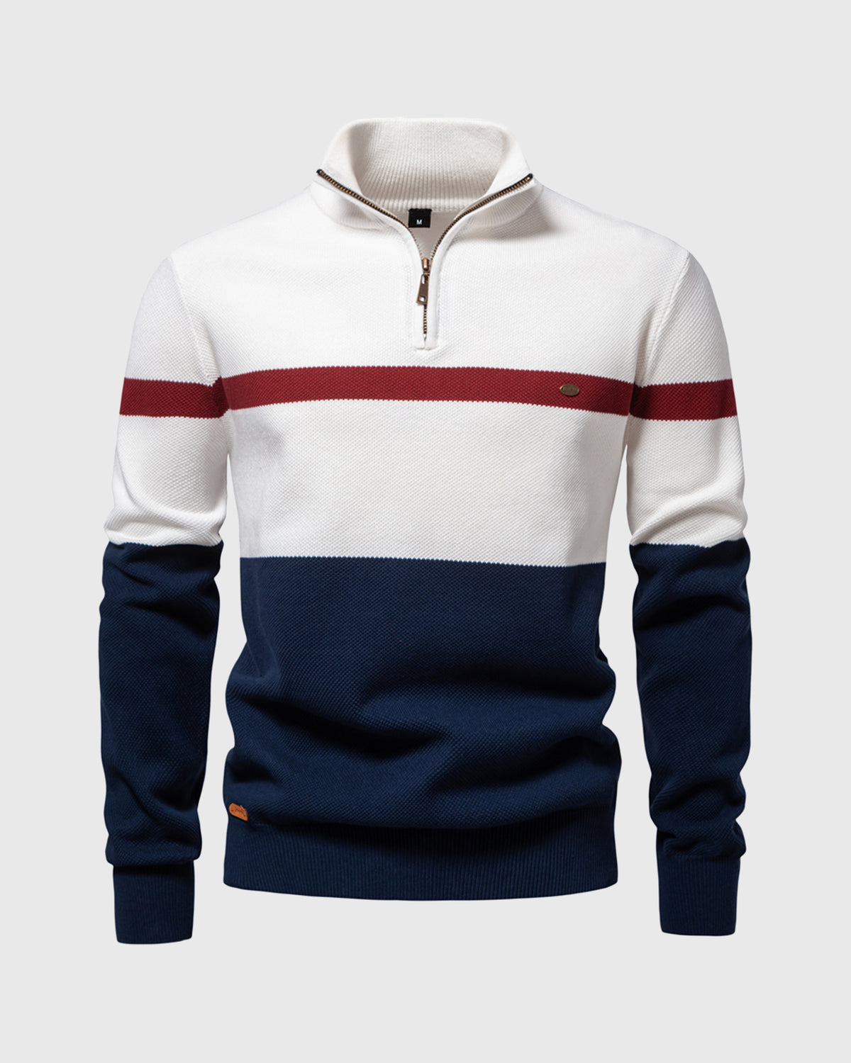 Color-Block Quarter-Zip Sweater New - Ahaselected