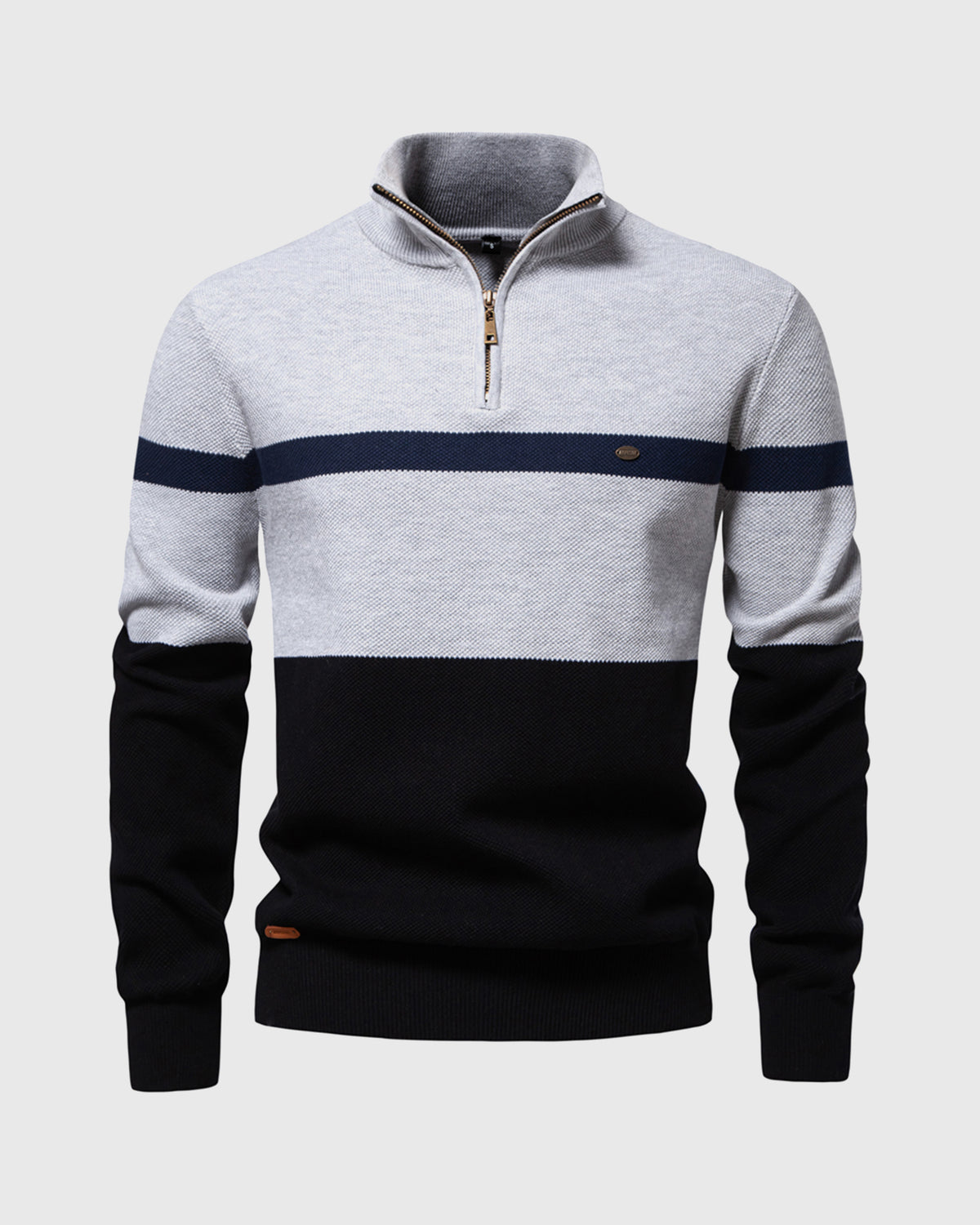 Color-Block Quarter-Zip Sweater New - Ahaselected