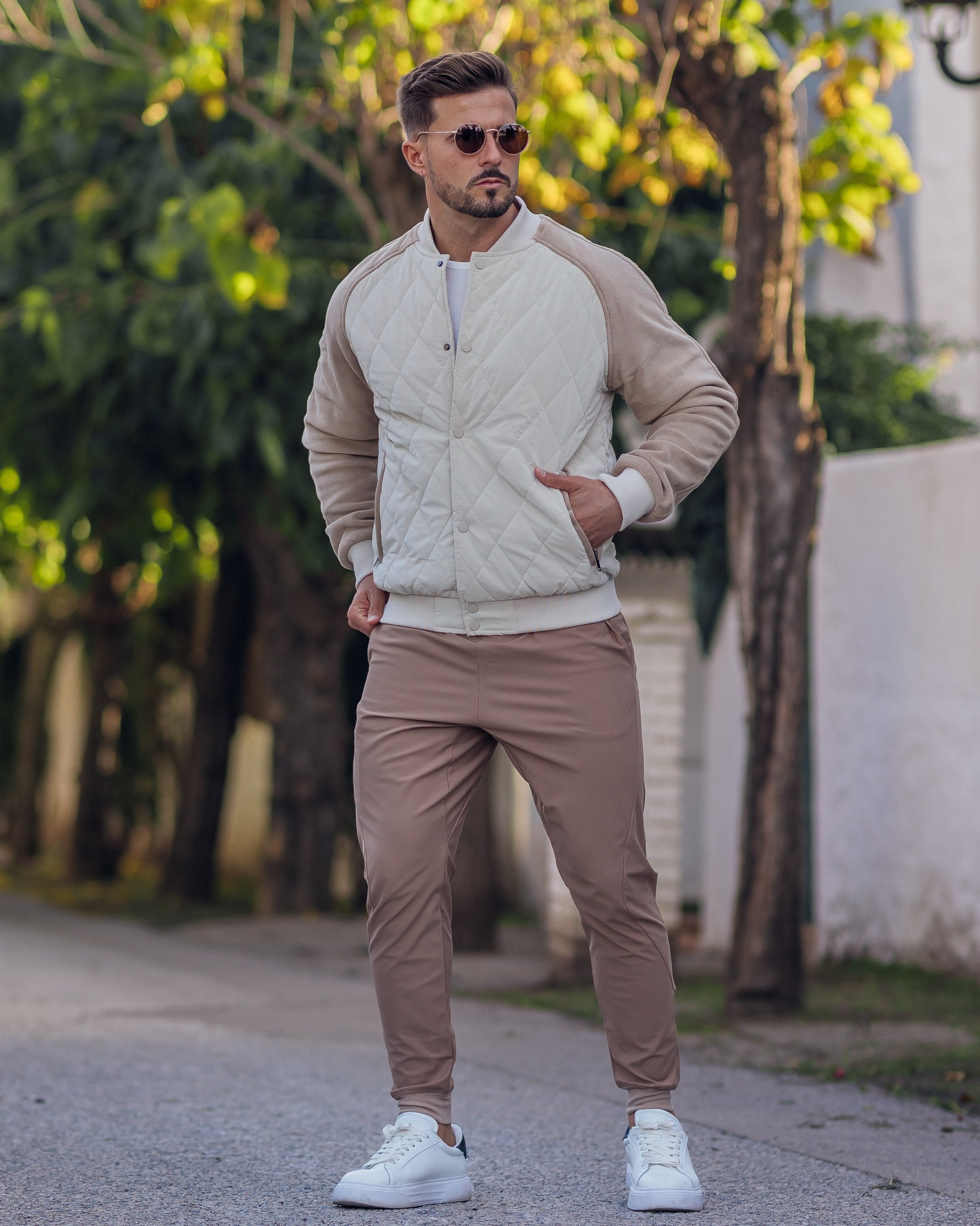 Panelled Hybrid Bomber Jacket New - Ahaselected