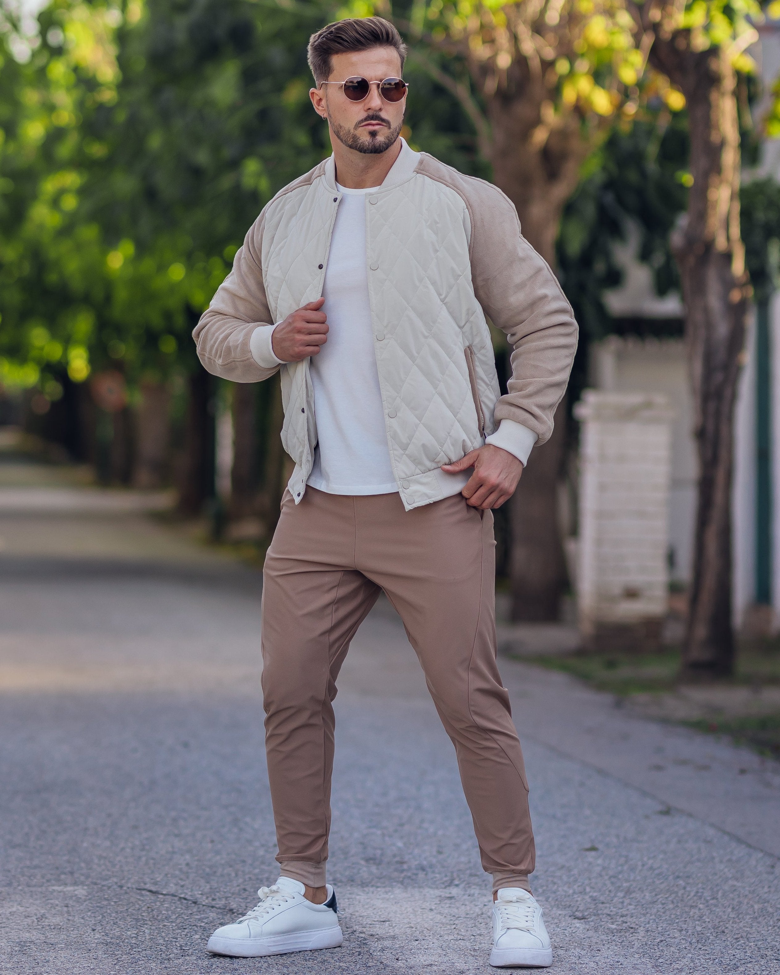 Panelled Hybrid Bomber Jacket New - Ahaselected