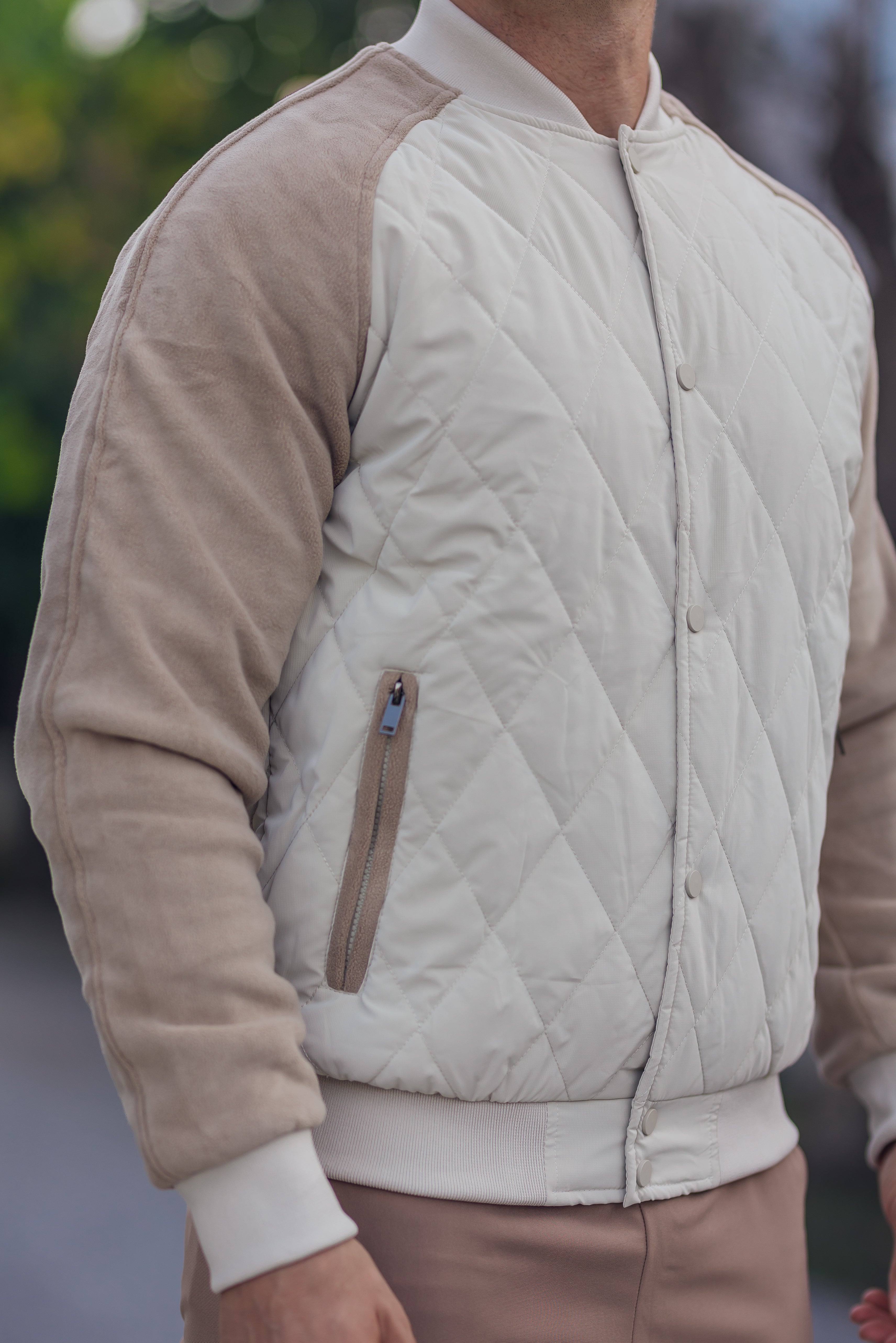Panelled Hybrid Bomber Jacket - Ahaselected
