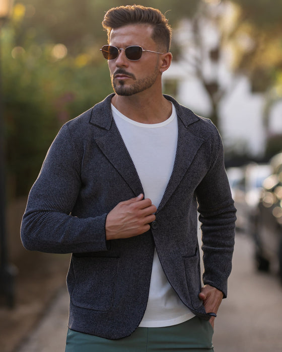 Knit Sweater Midweight Blazer - Ahaselected
