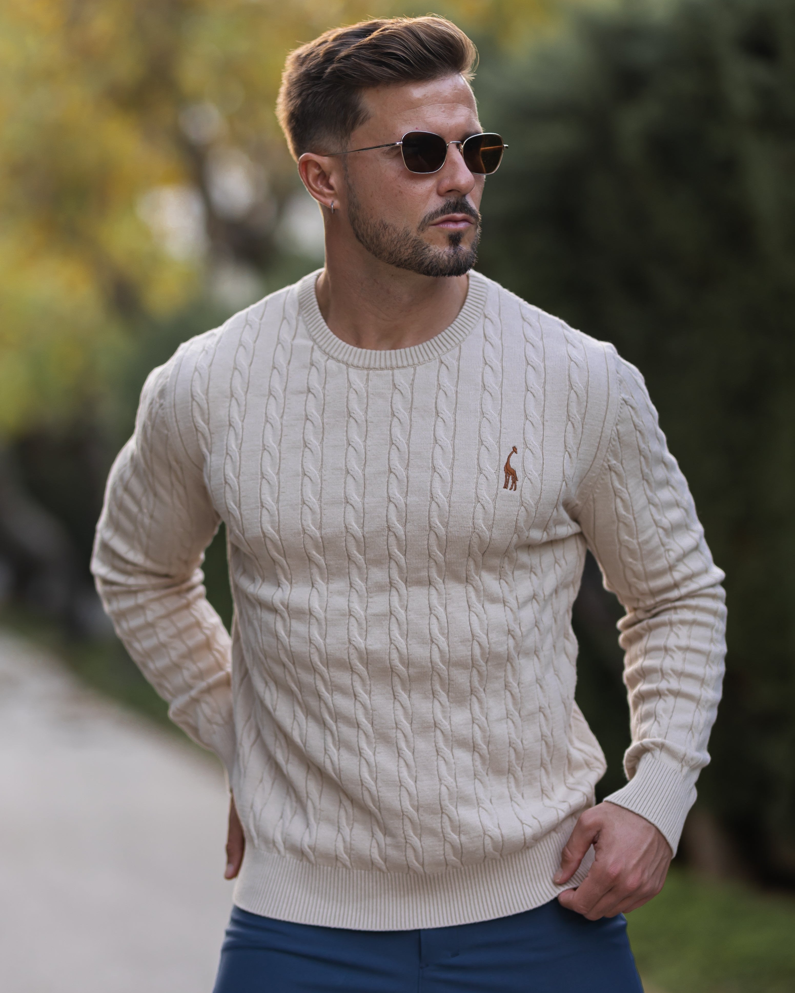 Giraffe Cable Knit Sweater New - Ahaselected