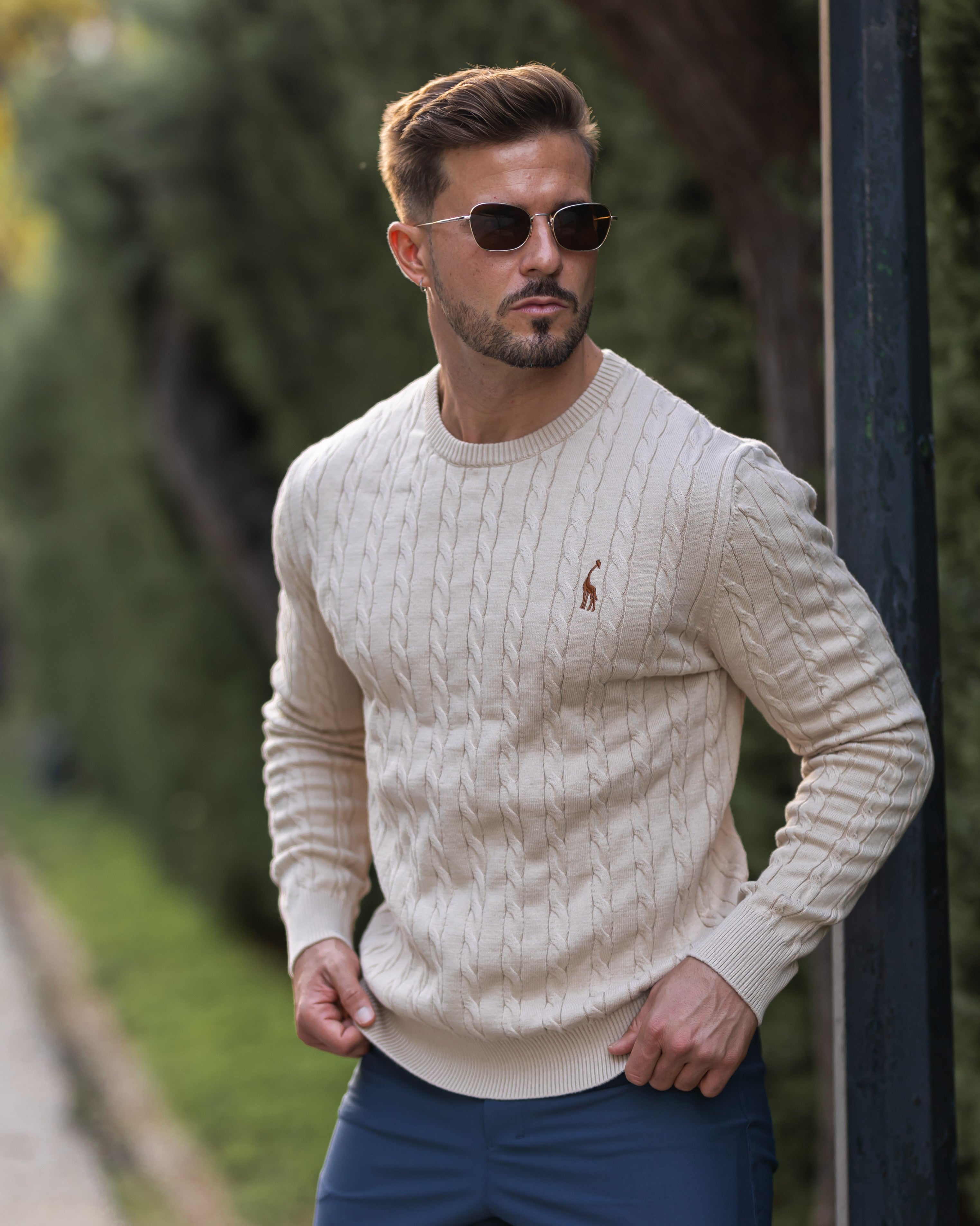 Giraffe Cable Knit Sweater New - Ahaselected