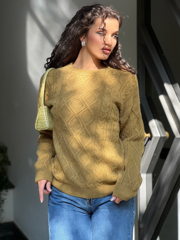 Oversized Round Neck Rory Gilmore Cable Knit Sweater