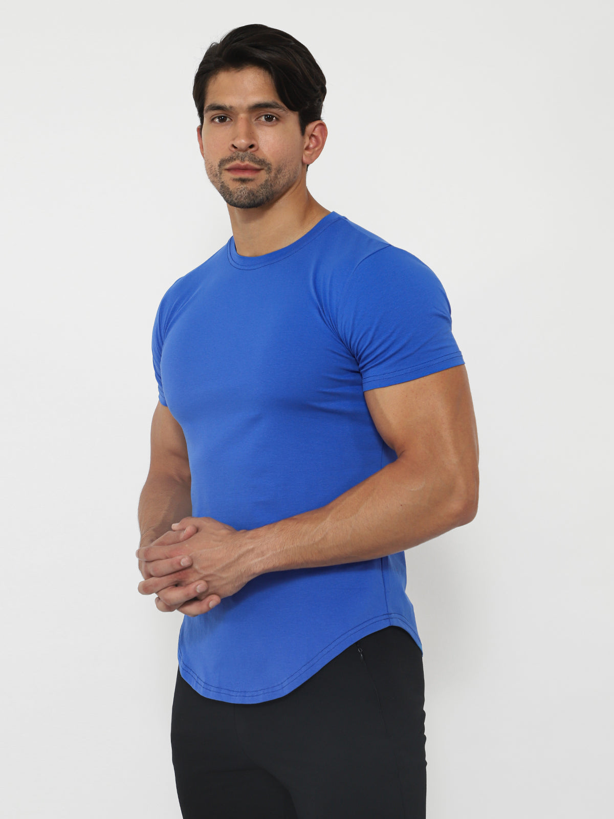Kore Curved Hem T-shirt Muscle Fit Crew Neck - Ahaselected