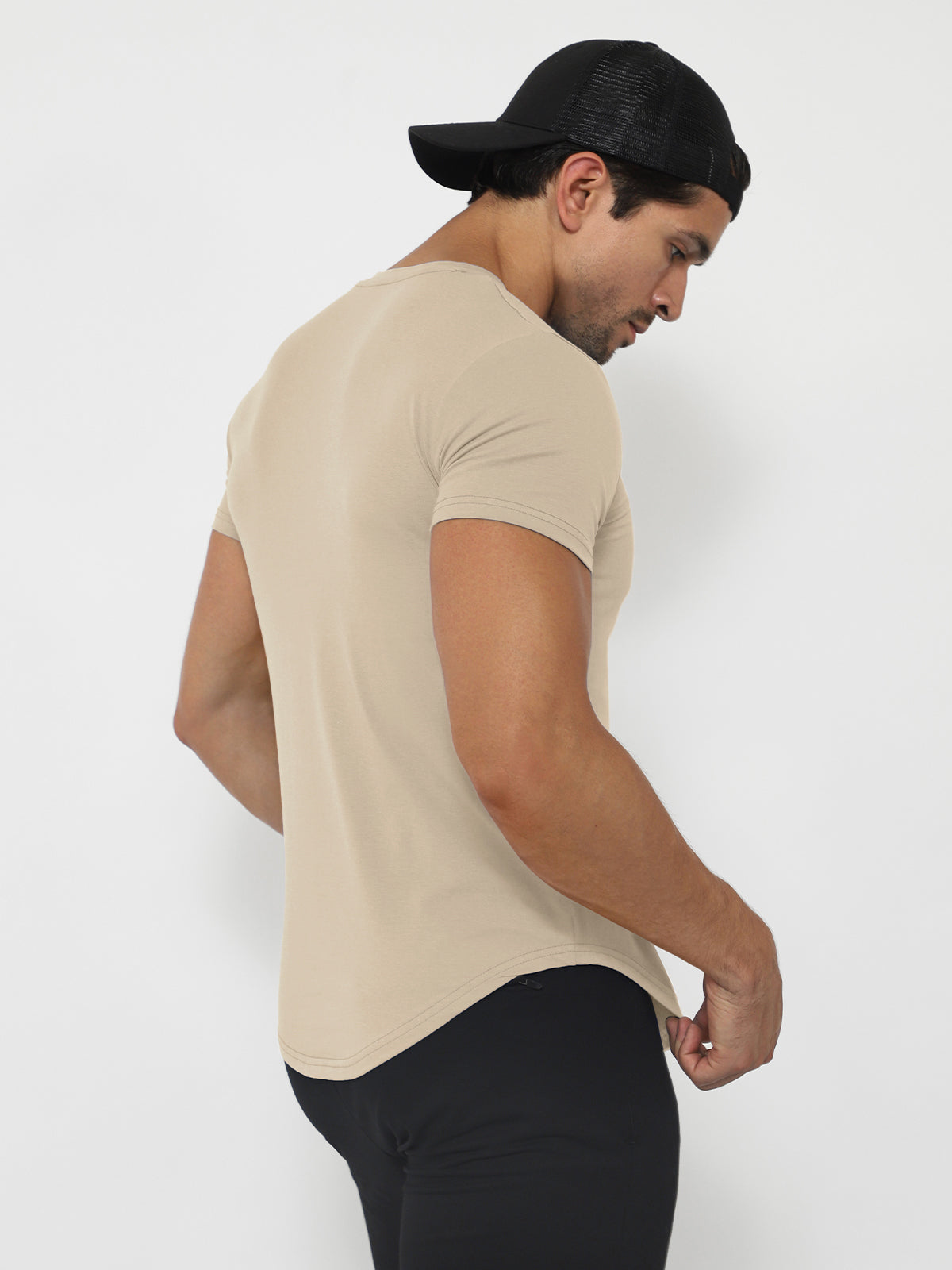Kore Curved Hem T-shirt Muscle Fit Crew Neck-New - Ahaselected