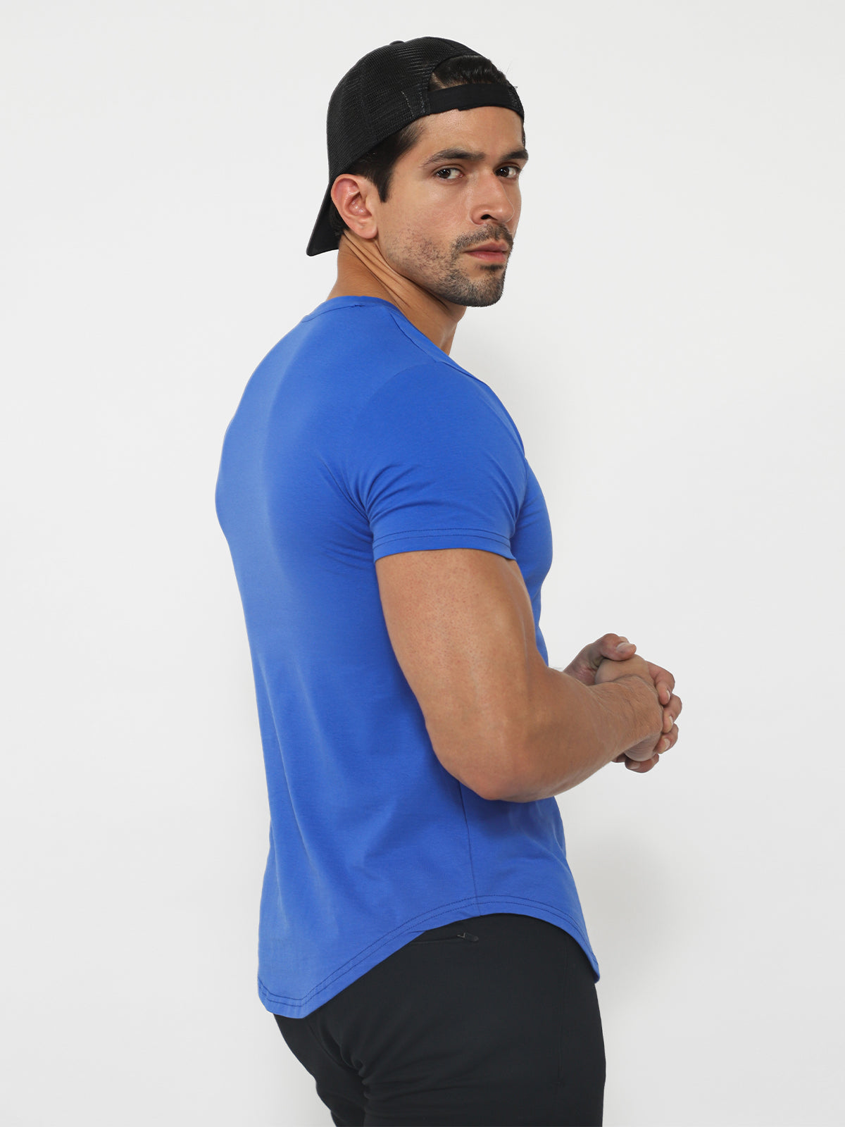 Kore Curved Hem T-shirt Muscle Fit Crew Neck - Ahaselected