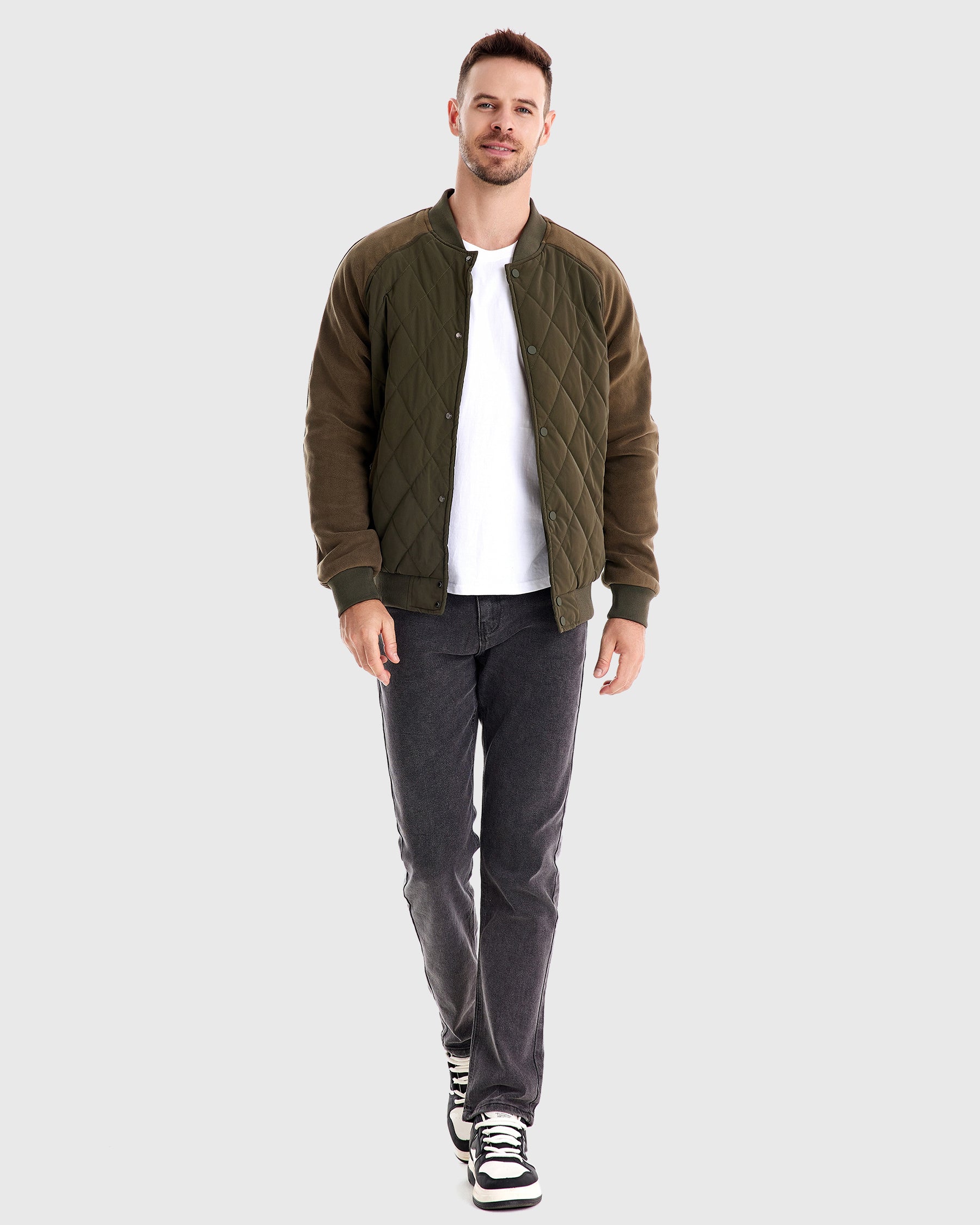 Panelled Hybrid Bomber Jacket - Ahaselected