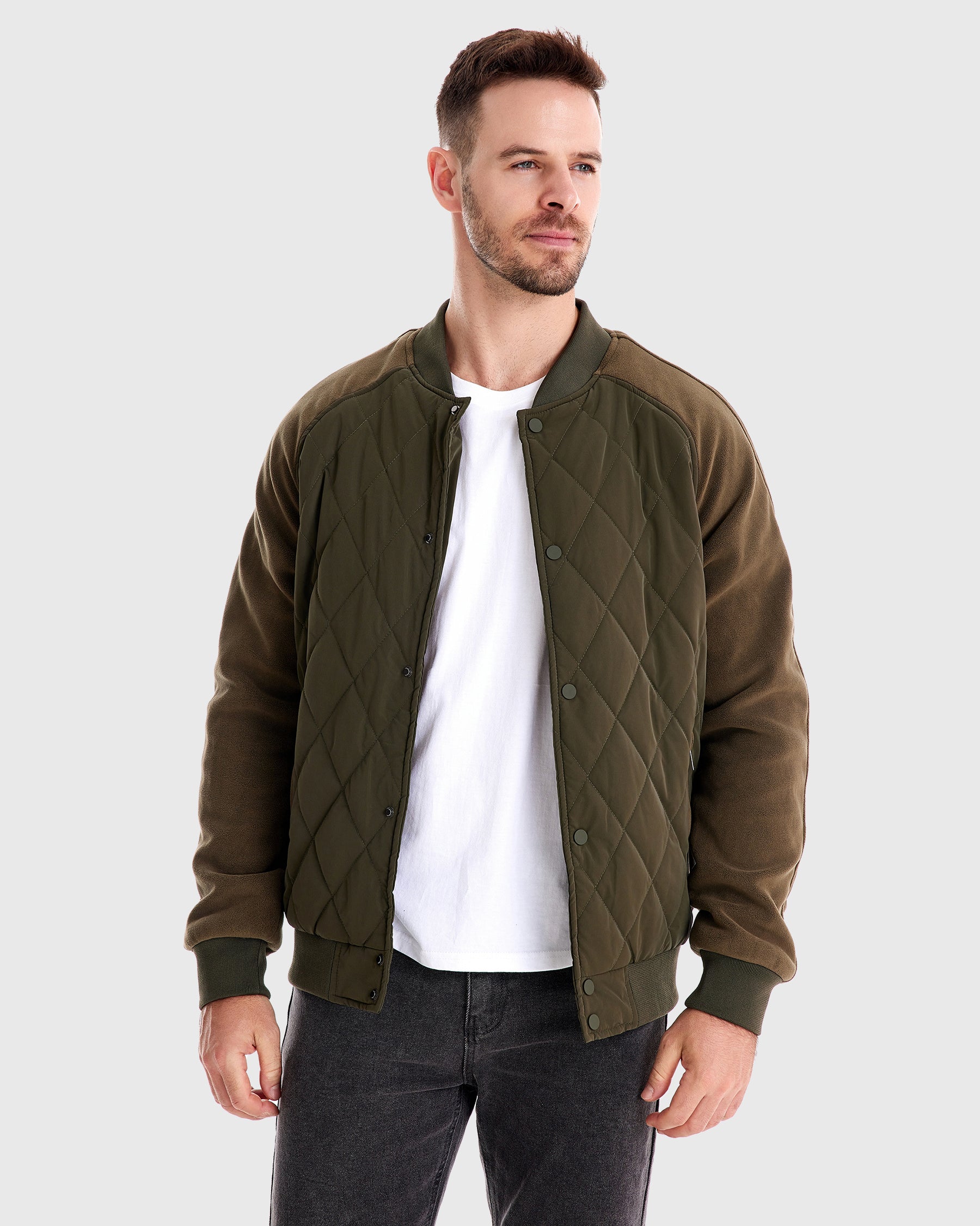 Panelled Hybrid Bomber Jacket New - Ahaselected