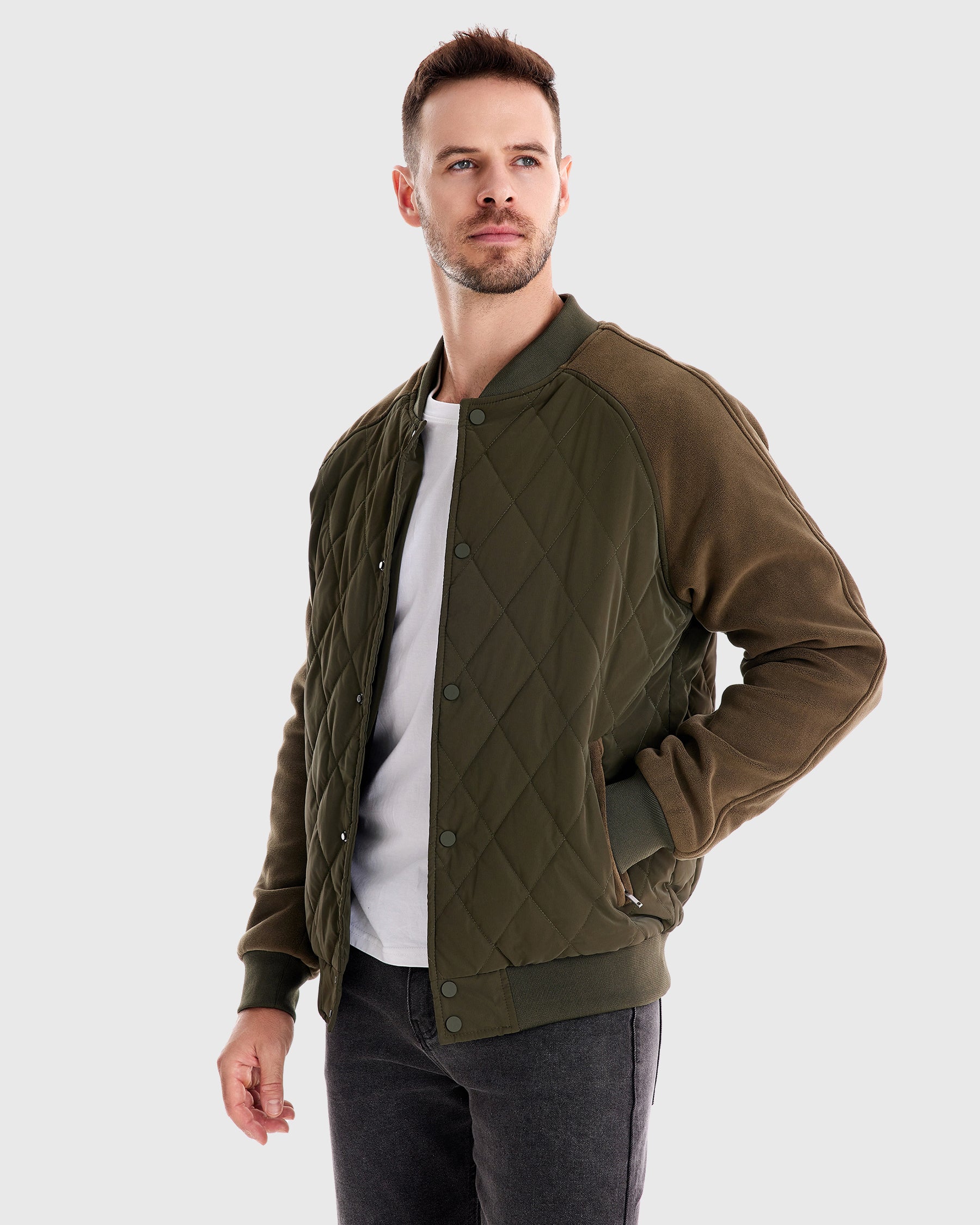 Panelled Hybrid Bomber Jacket New - Ahaselected
