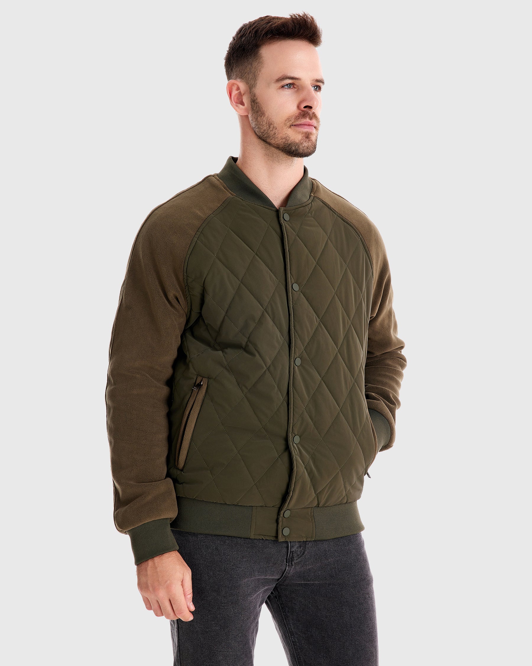 Panelled Hybrid Bomber Jacket New - Ahaselected