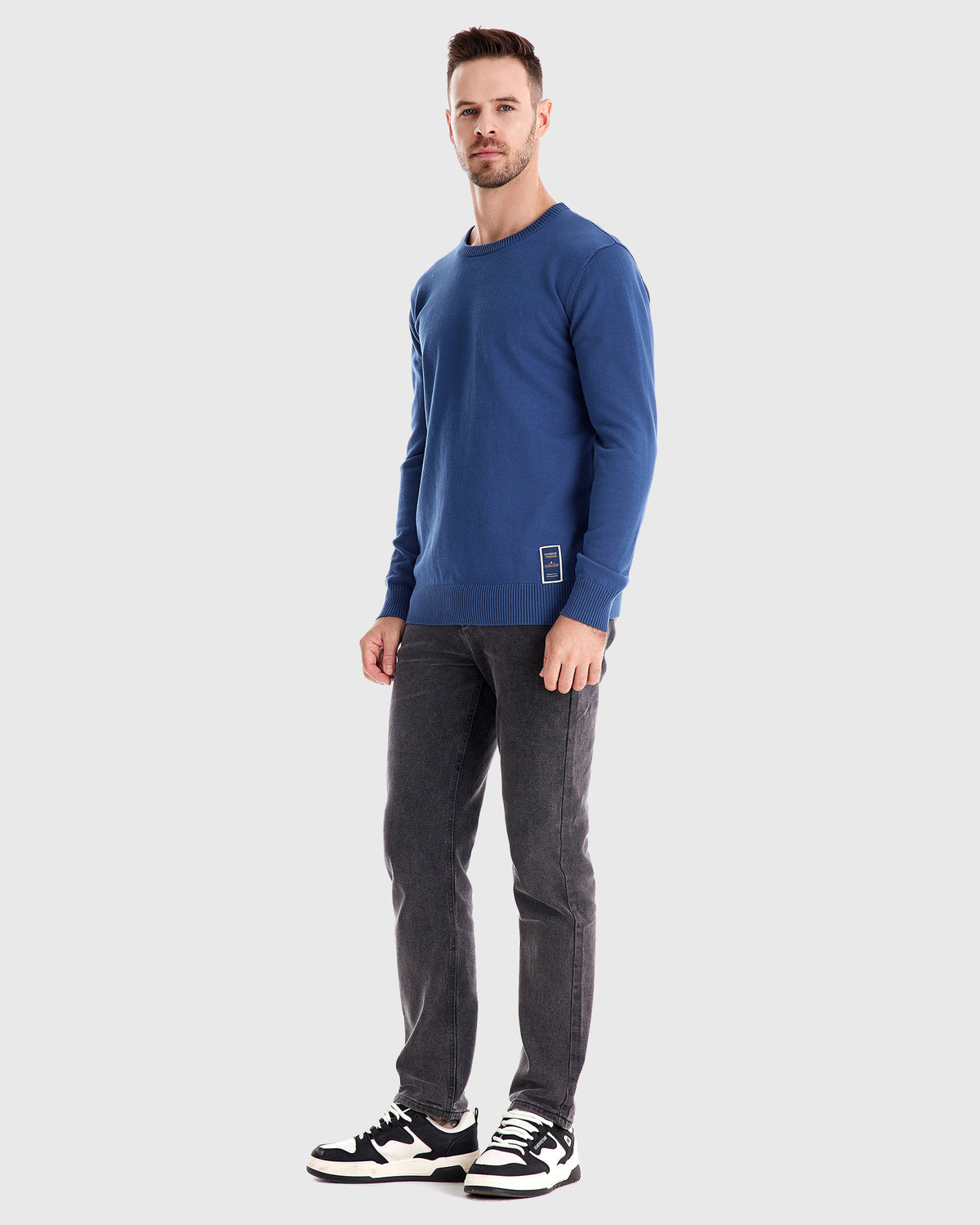 Ribbed Crew Neck Sweater - Ahaselected