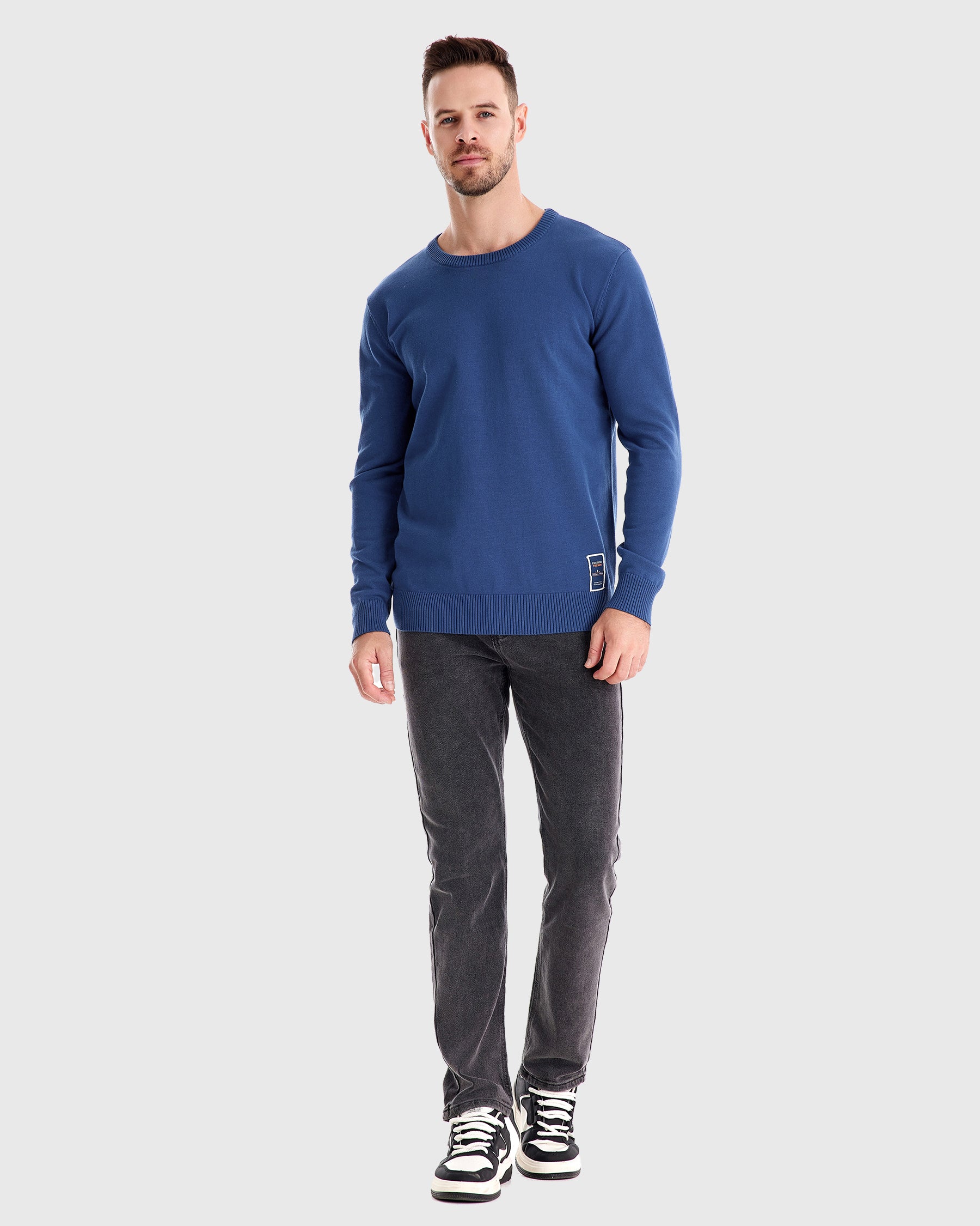Ribbed Crew Neck Sweater New - Ahaselected